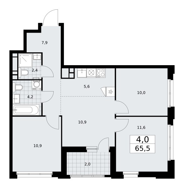 Планировка 65.5 м²
