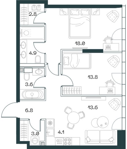 Планировка 70.6 м²