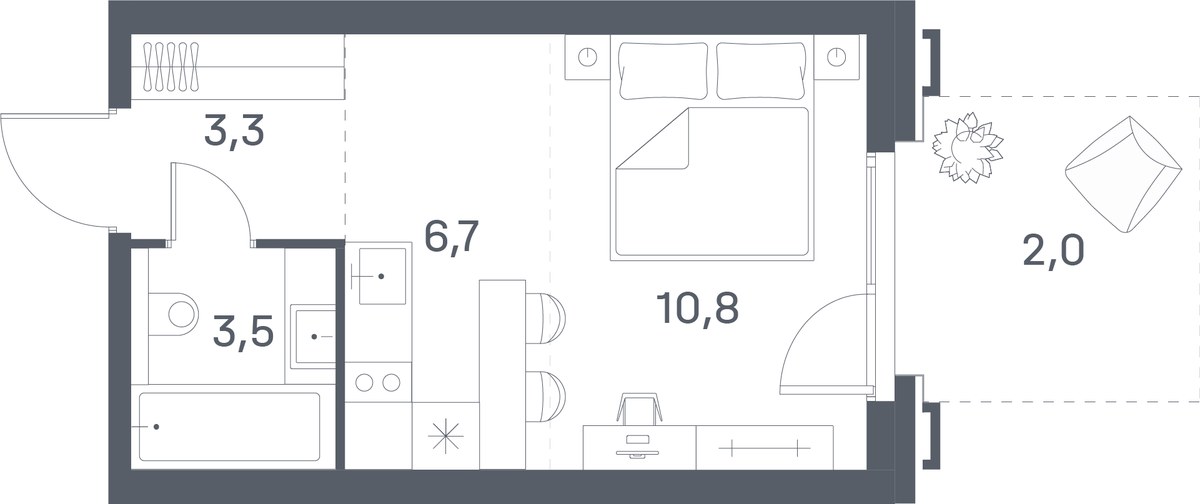 Планировка 26.3 м²