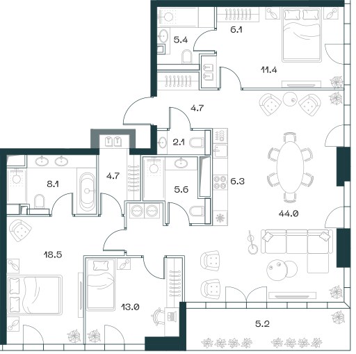 Планировка 136.4 м²