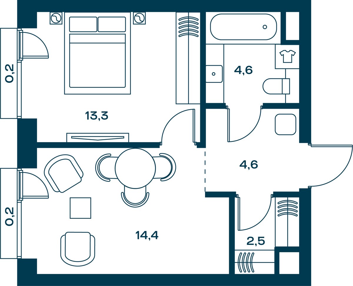 Планировка 41.2 м²