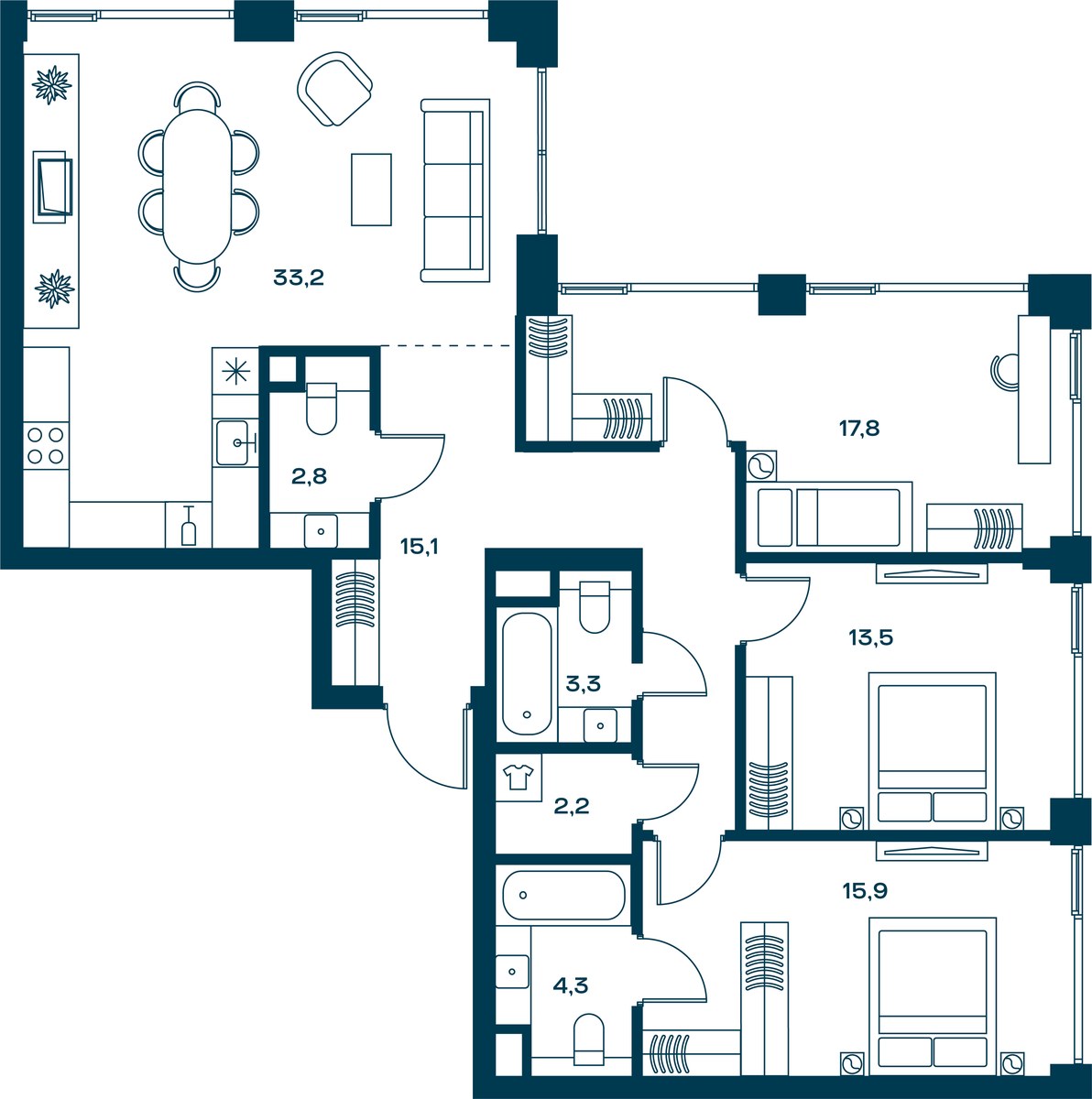 Планировка 114.1 м²