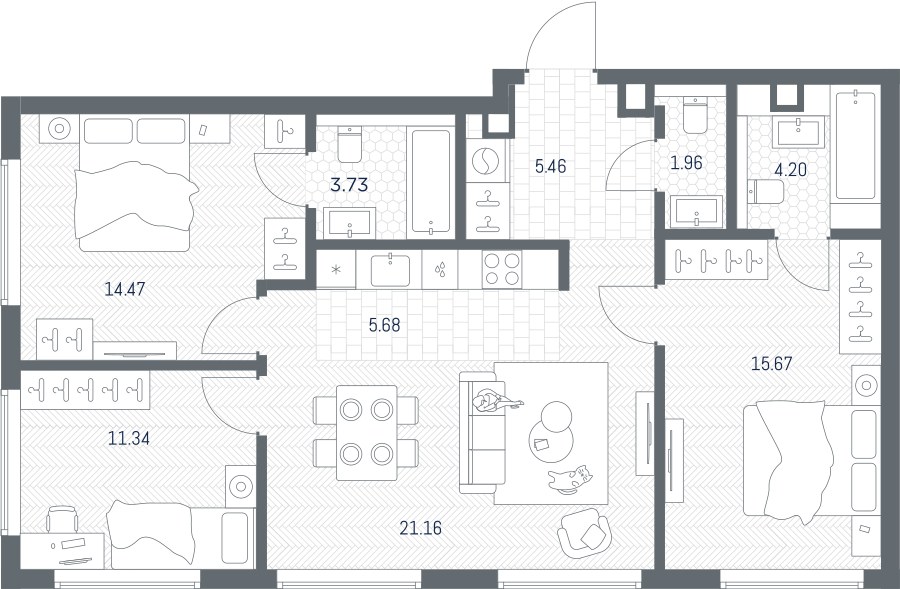 Планировка 83.67 м²