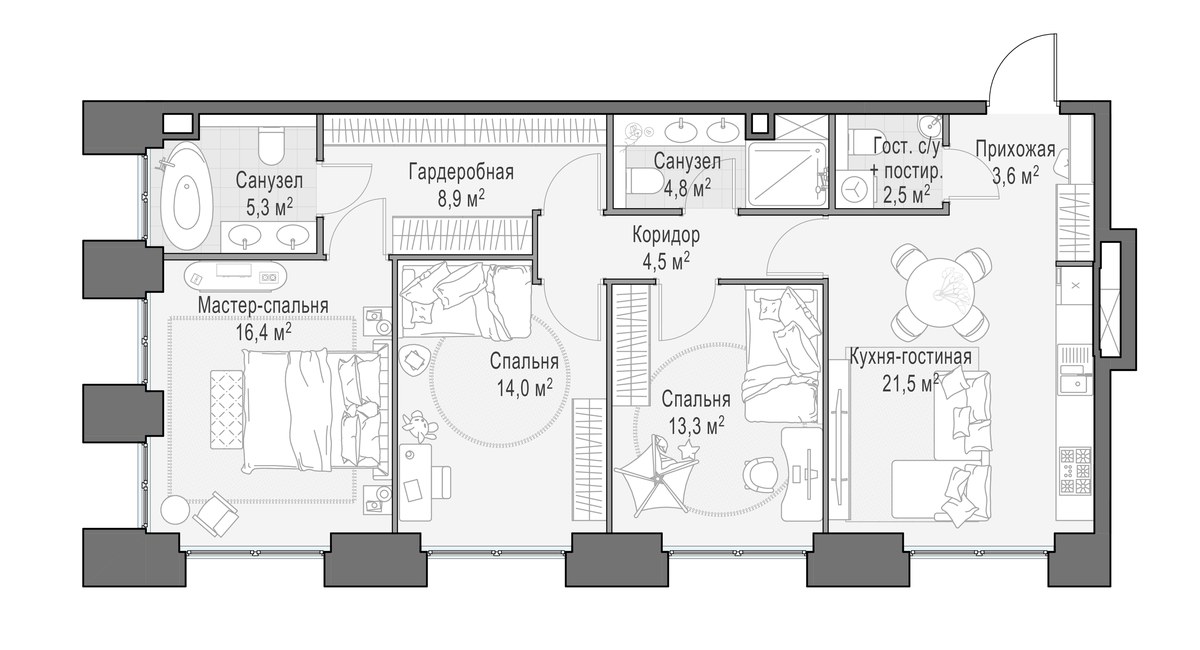 Планировка 95.8 м²