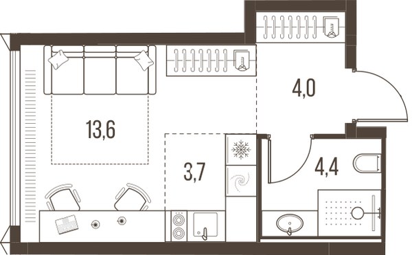 Планировка 25.7 м²