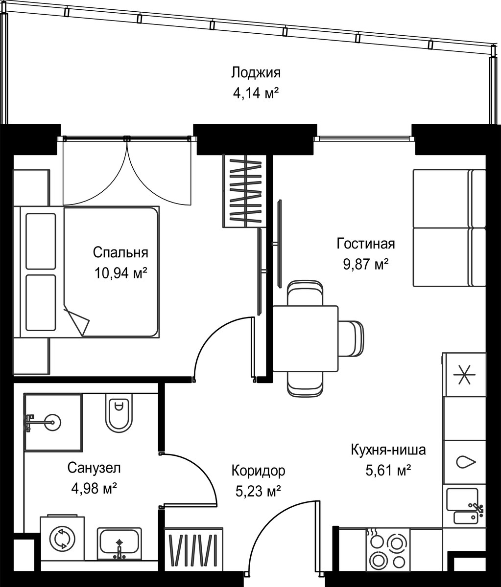 Планировка 40.77 м²