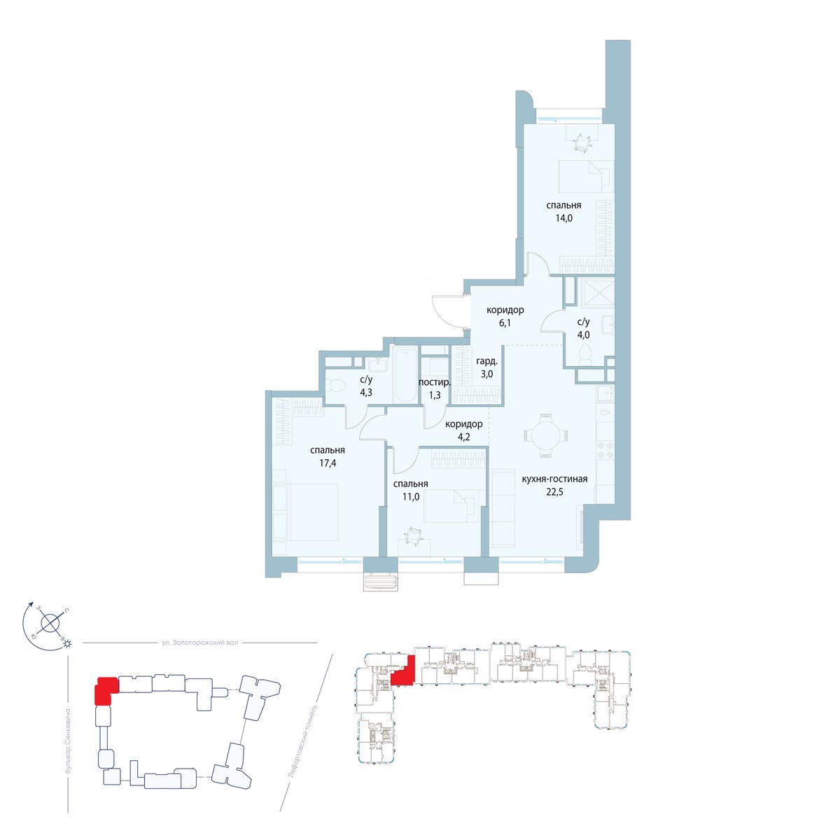 Планировка 87.8 м²