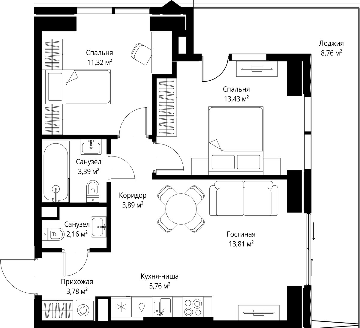 Планировка 66.3 м²