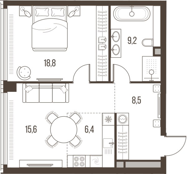 Планировка 58.5 м²