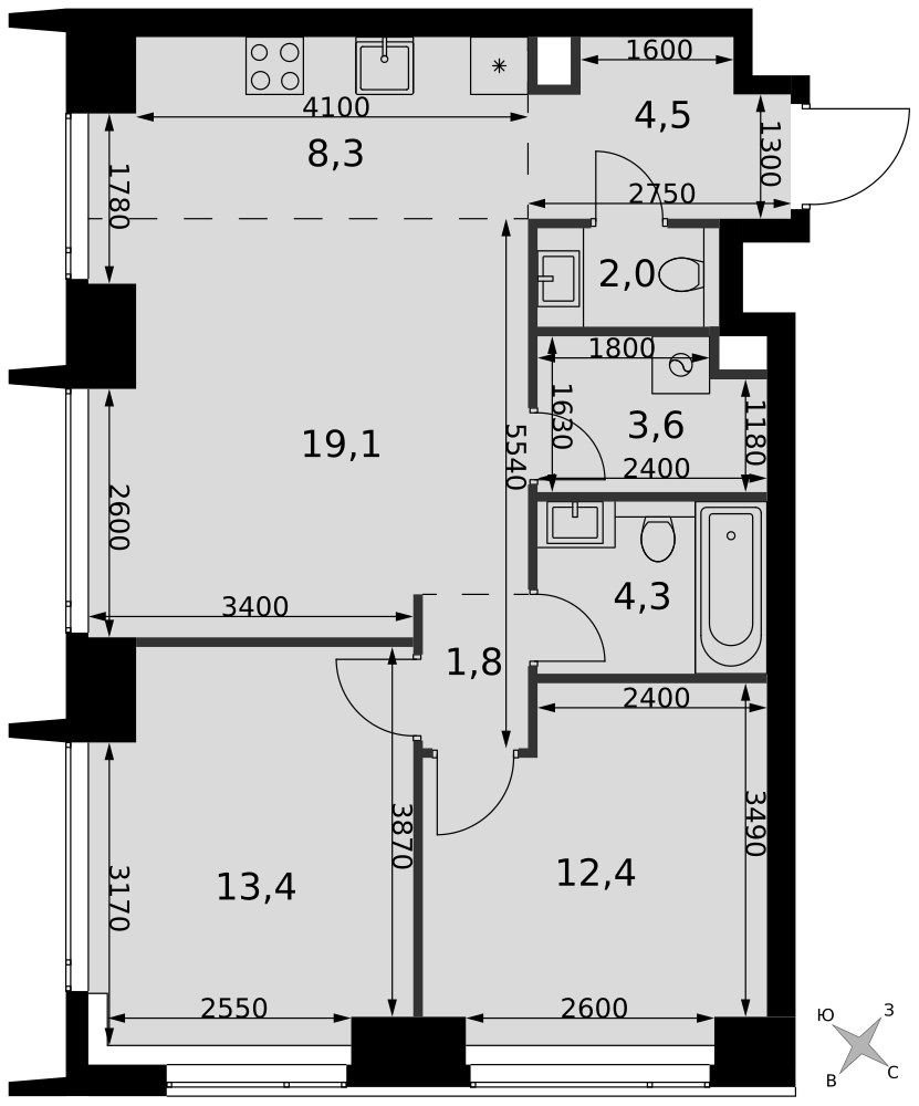 Планировка 69.4 м²