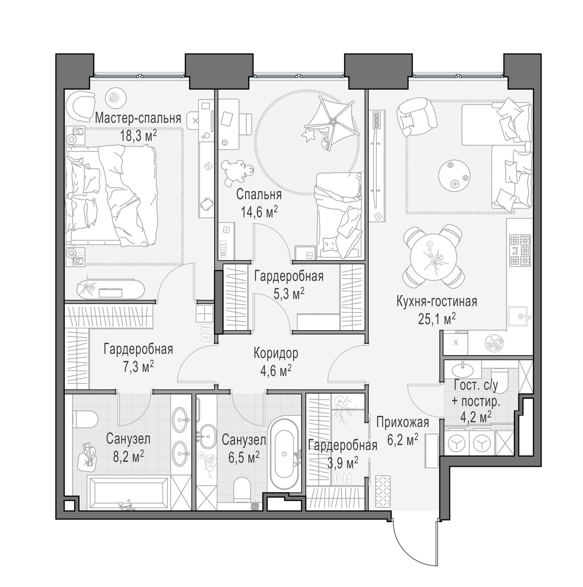 Планировка 104.8 м²