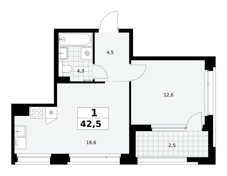 Планировка 42.5 м²