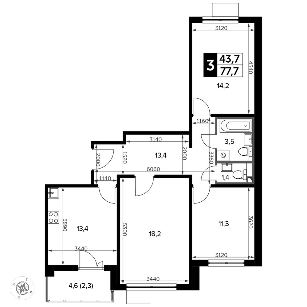 Планировка 78.6 м²