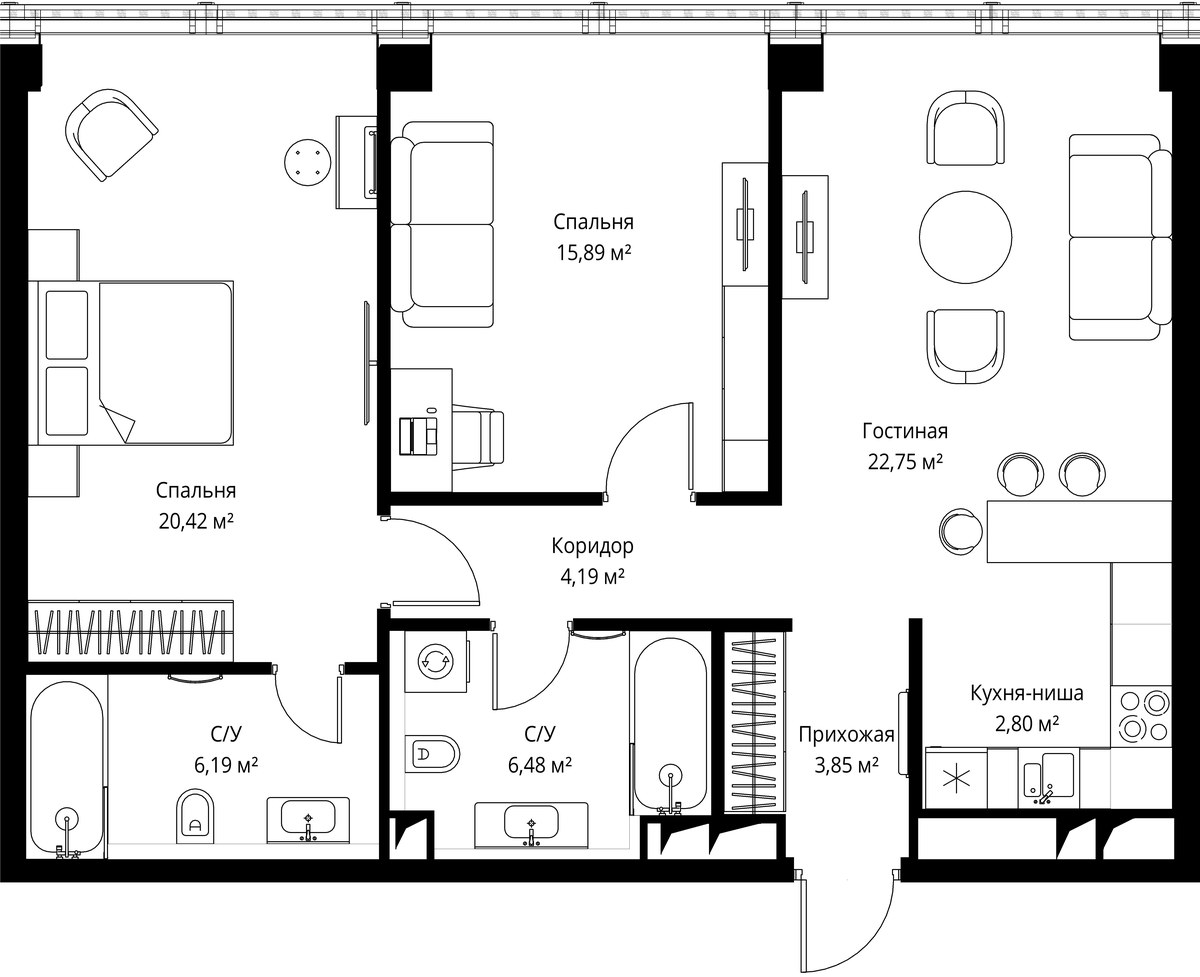 Планировка 83.7 м²
