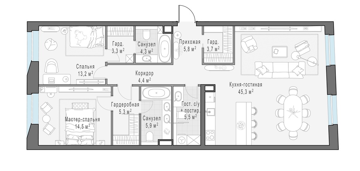 Планировка 112.1 м²