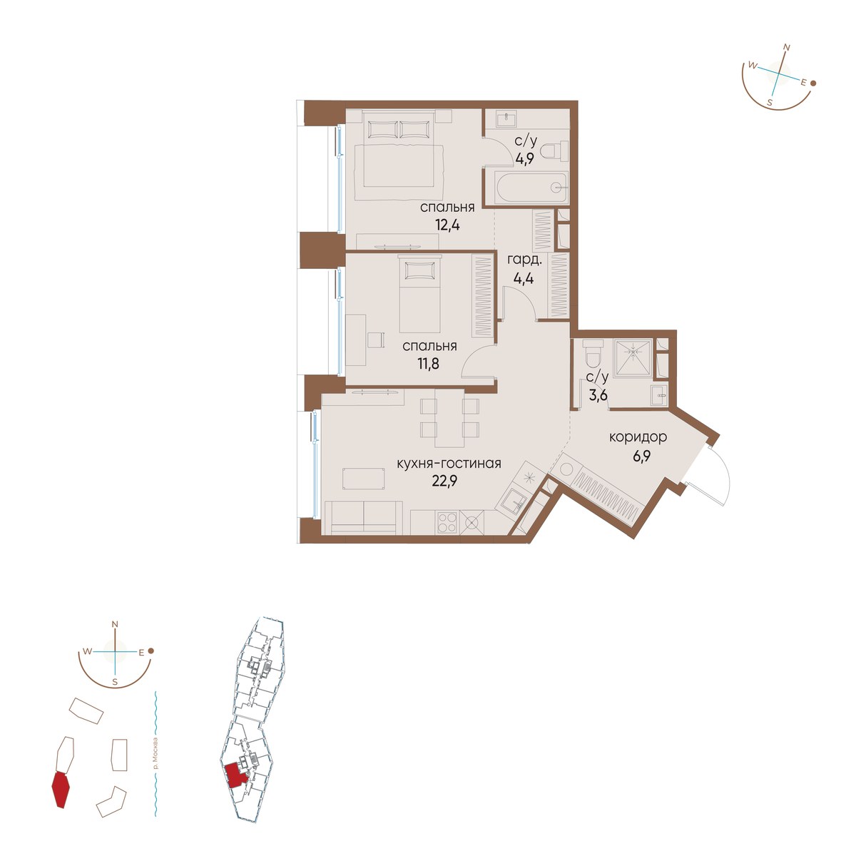 Планировка 66.9 м²