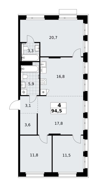 Планировка 94.5 м²