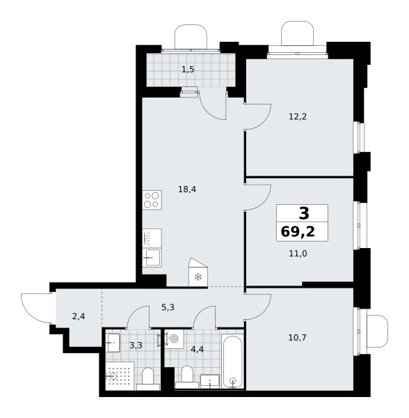 Планировка 69.2 м²