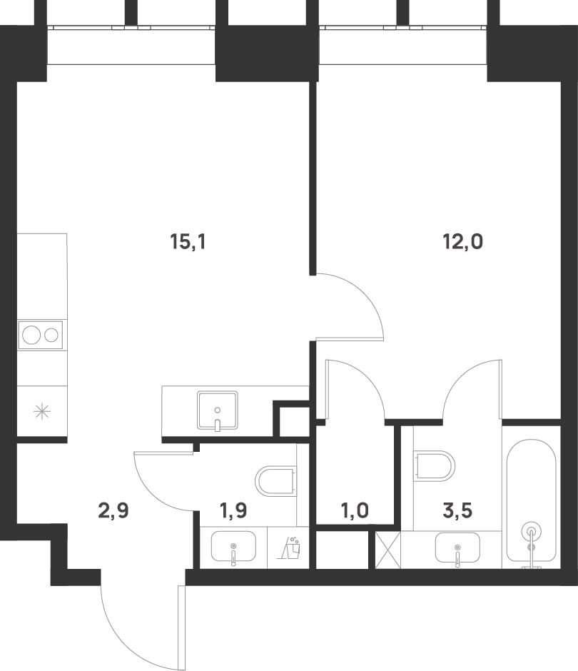 Планировка 36.7 м²