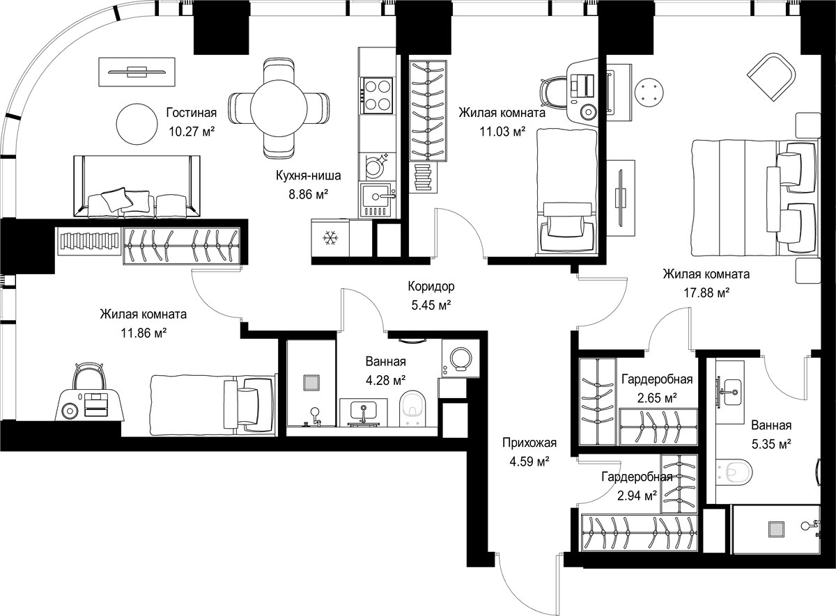 Планировка 85.16 м²