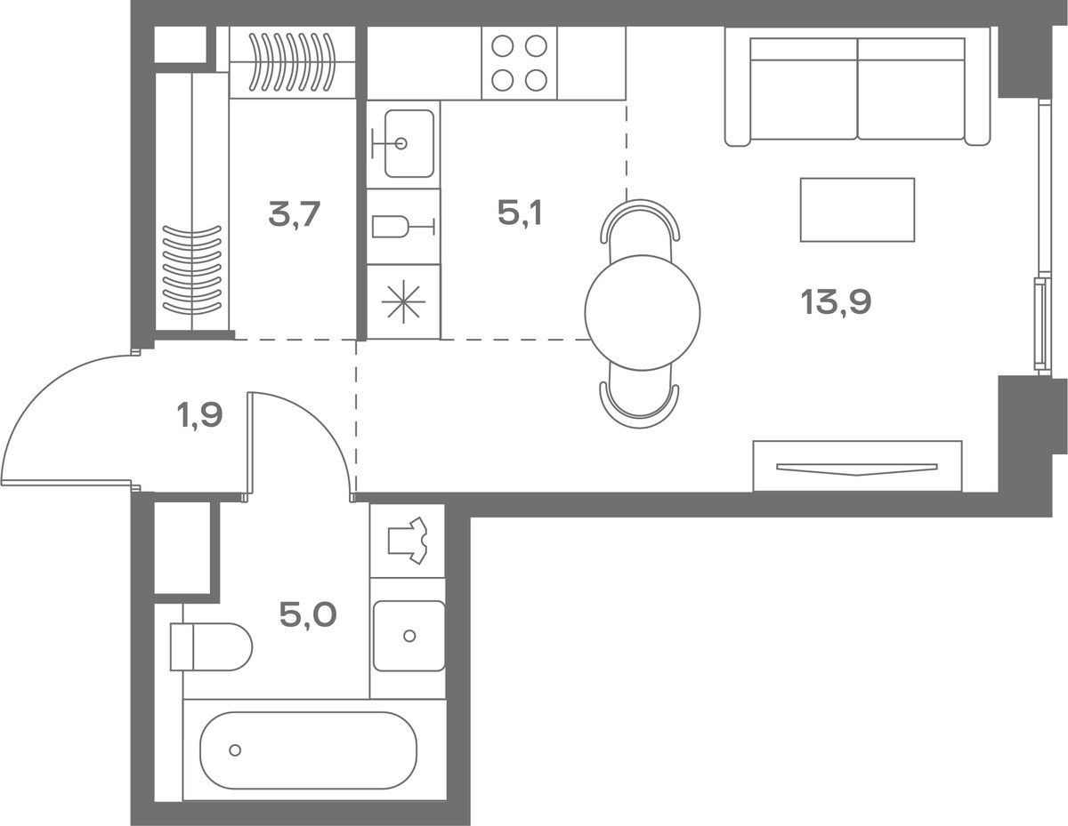 Планировка 29.6 м²