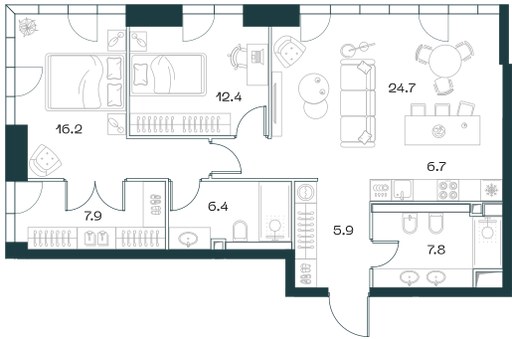 Планировка 90.2 м²