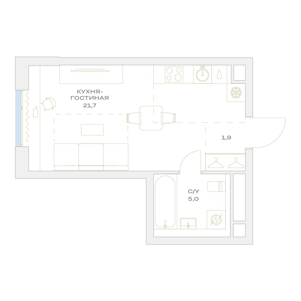 Планировка 28.6 м²