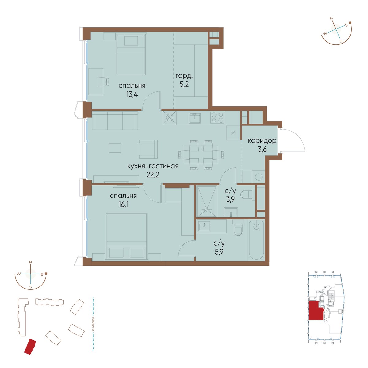 Планировка 70.3 м²