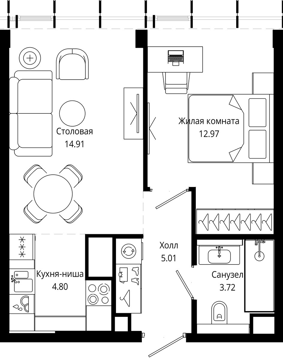 Планировка 41.4 м²