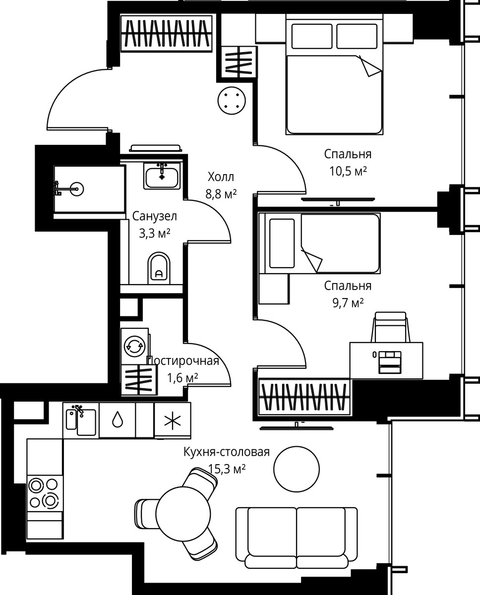 Планировка 49.2 м²