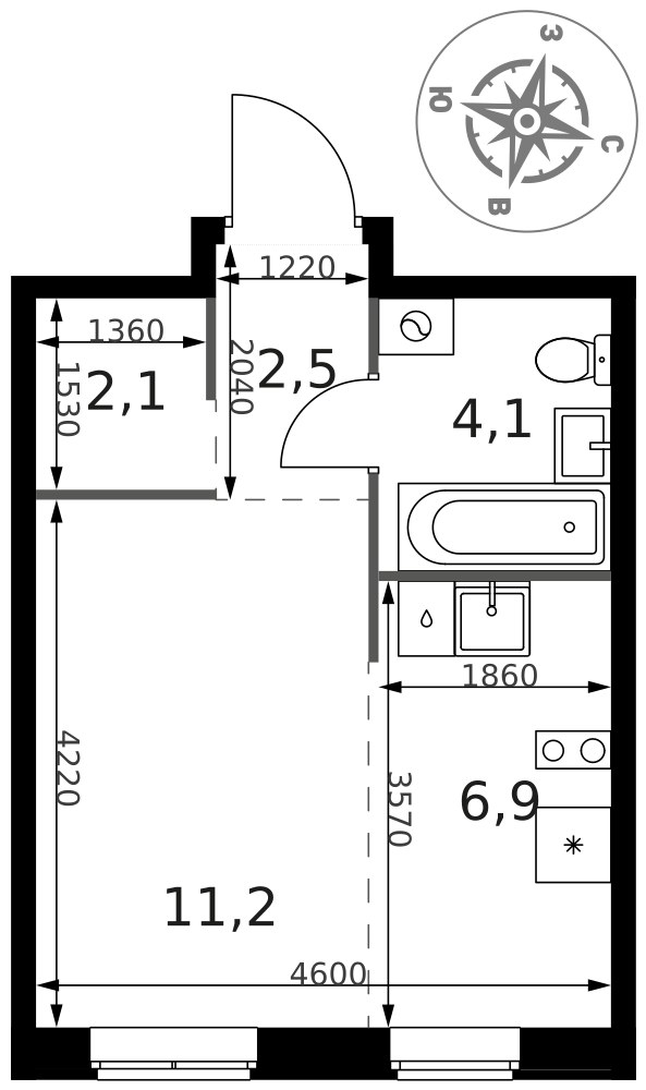 Планировка 26.8 м²