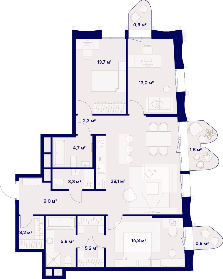 Планировка 105.8 м²