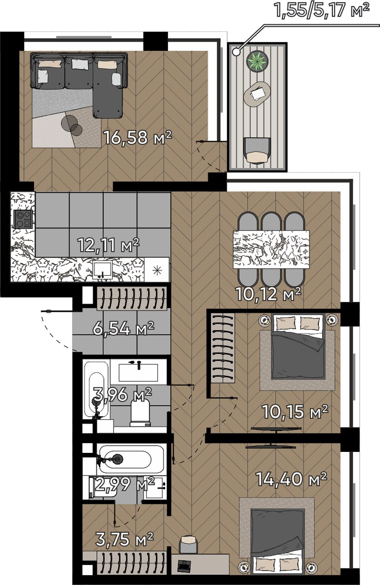 Планировка 82.15 м²