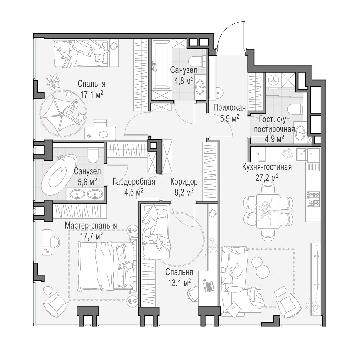 Планировка 108.9 м²