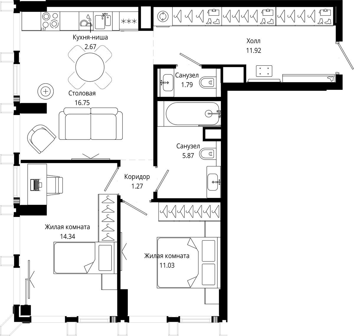 Планировка 65.9 м²