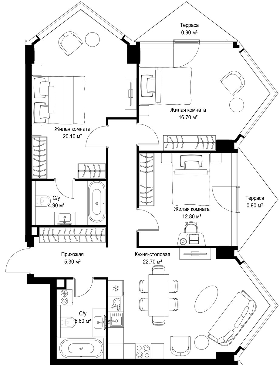 Планировка 95.3 м²