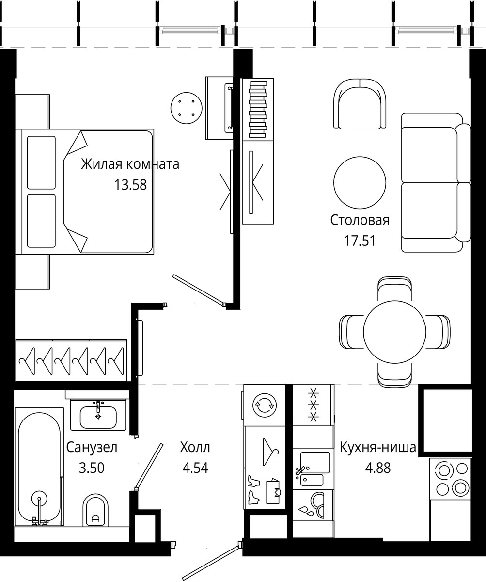 Планировка 44.1 м²