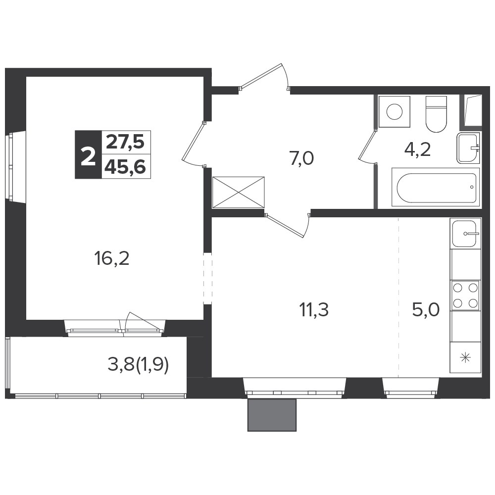 Планировка 45.3 м²