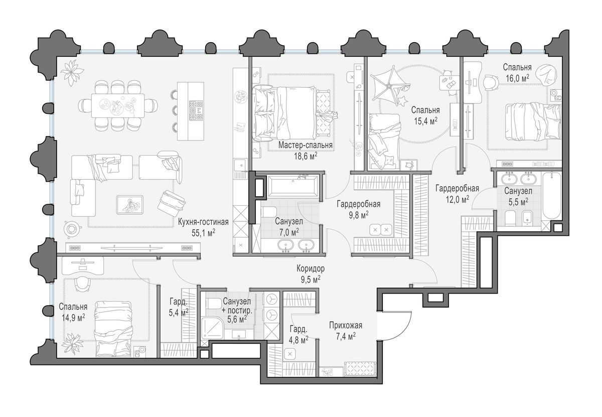 Планировка 186.9 м²