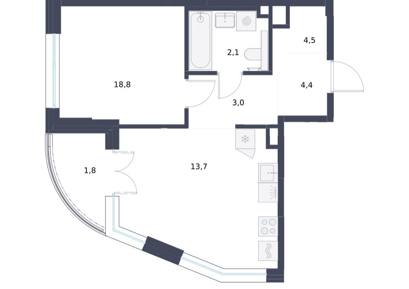 Планировка 48.3 м²