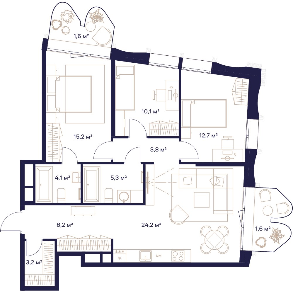 Планировка 90.1 м²