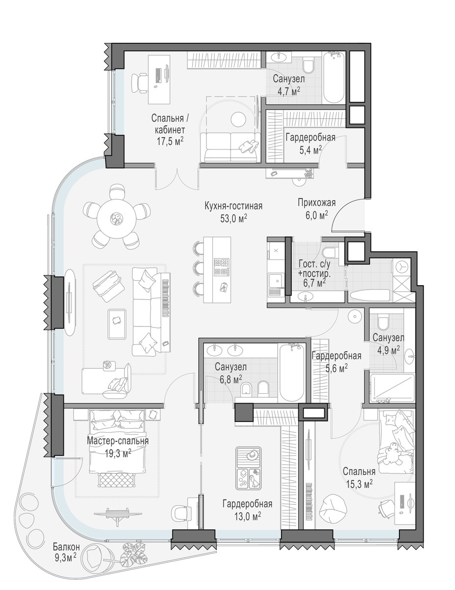 Планировка 160.3 м²