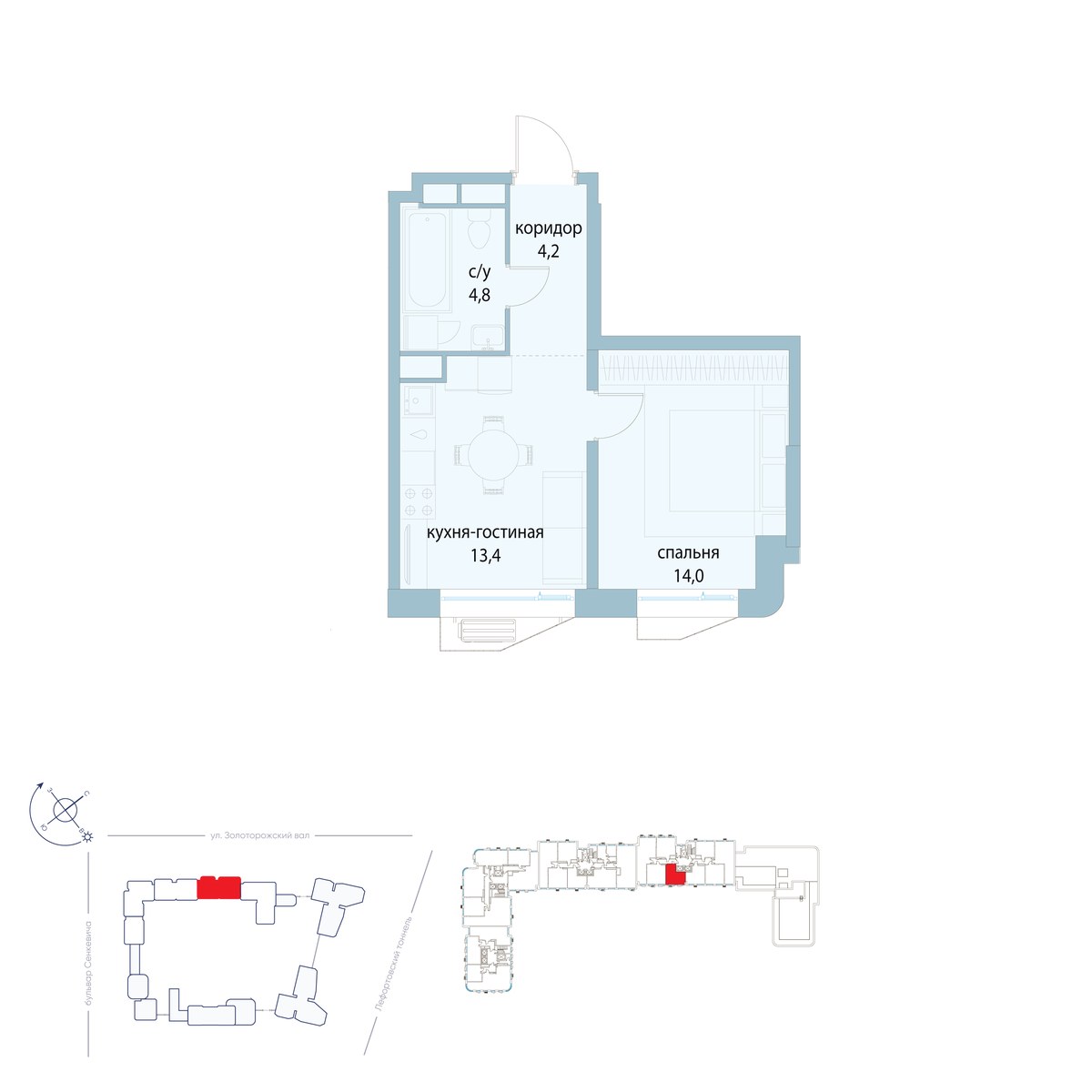 Планировка 36.4 м²