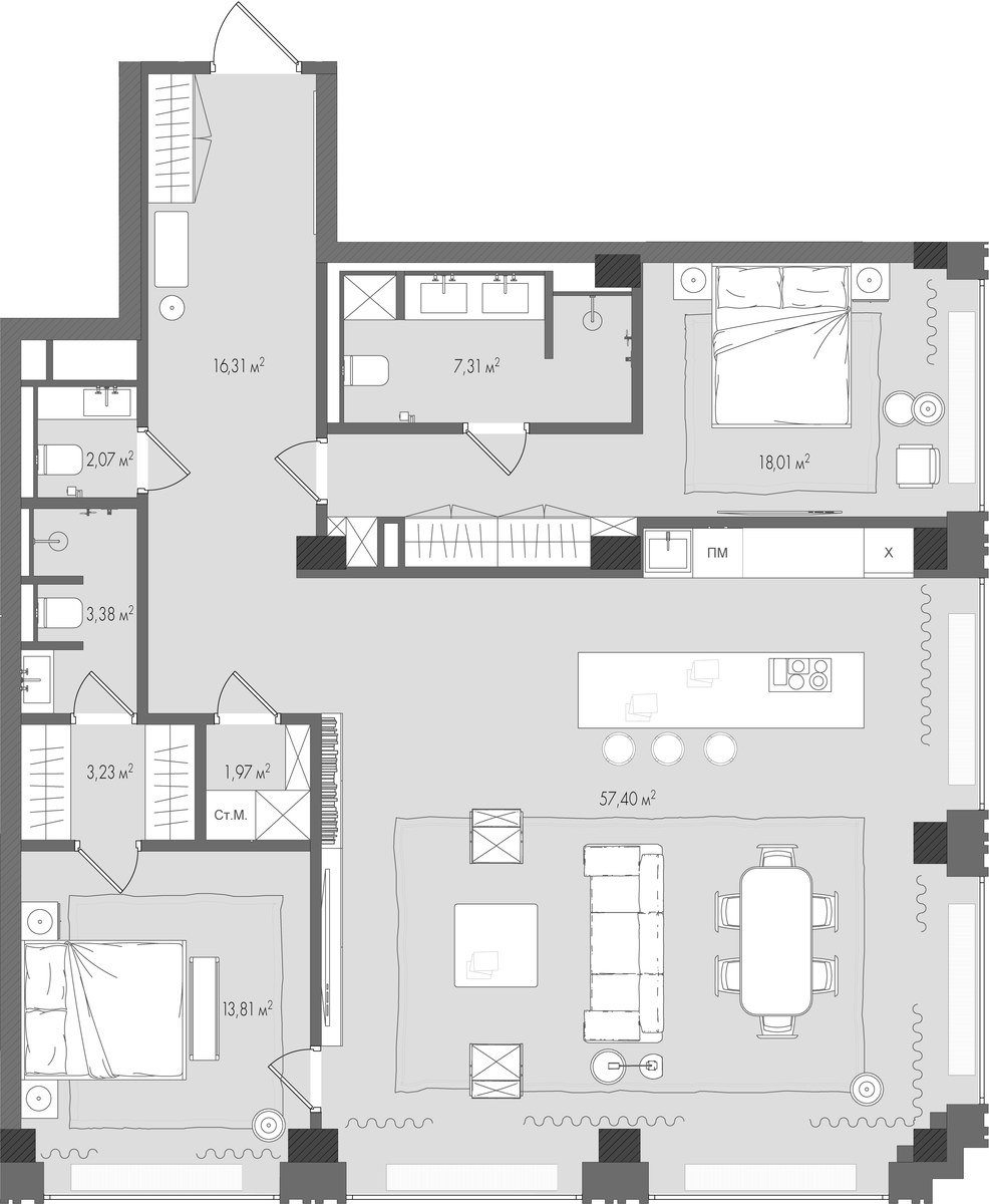 Планировка 123.2 м²