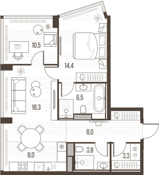 Планировка 72.9 м²