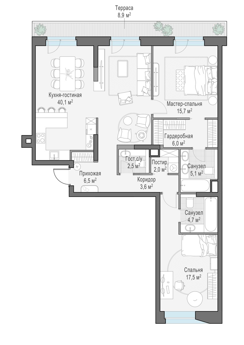 Планировка 107.0 м²