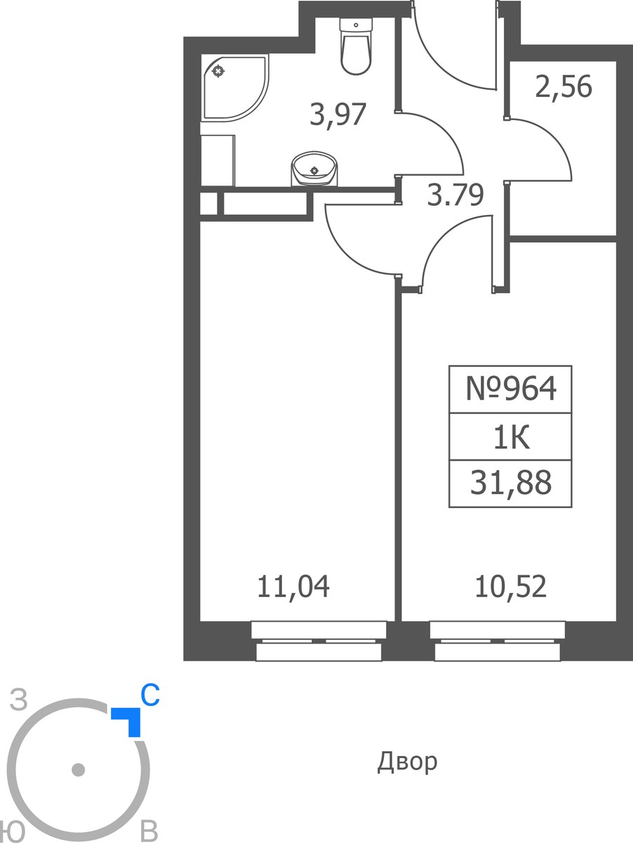Планировка 31.88 м²