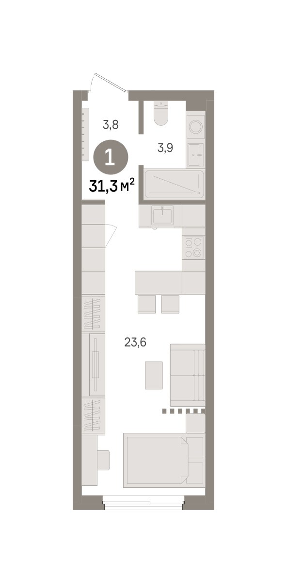 Планировка 31.3 м²