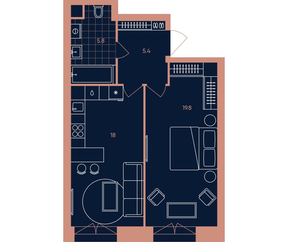 Планировка 49.0 м²