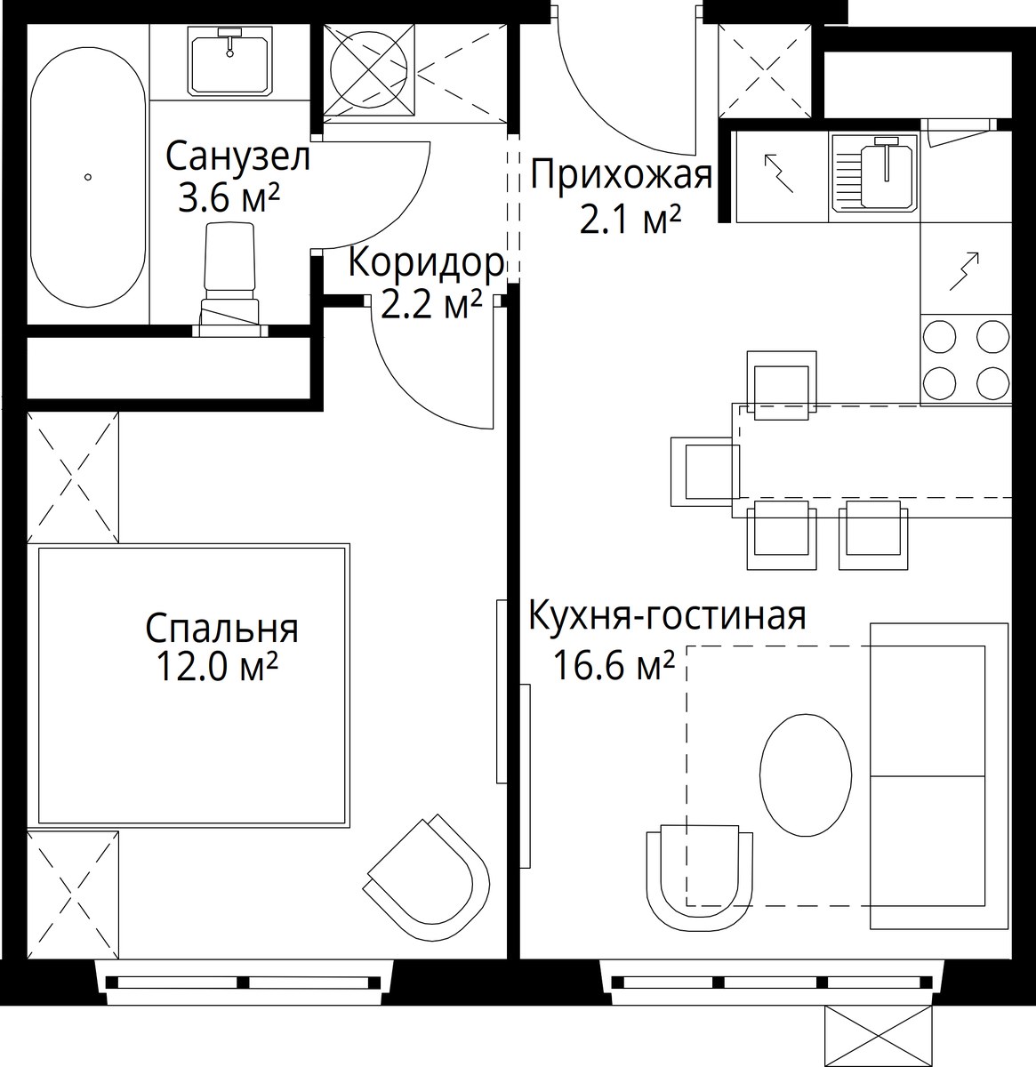 Планировка 36.5 м²